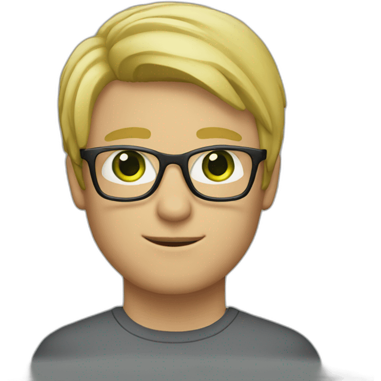 man with blond hair and green eyes and glasses emoji