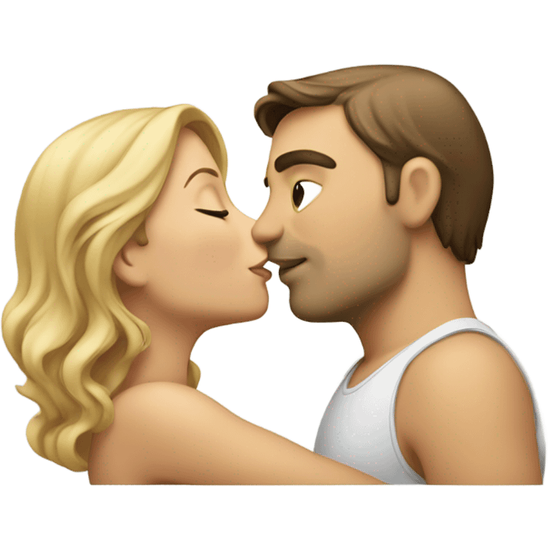 two caucasians kissing  emoji