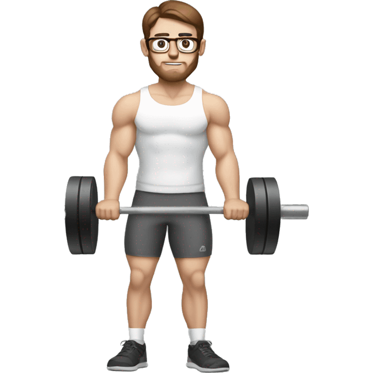 white nerd guy with brown hair doing weight training emoji