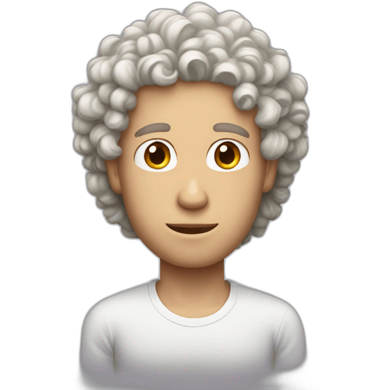 white guy with curly hair only on top emoji