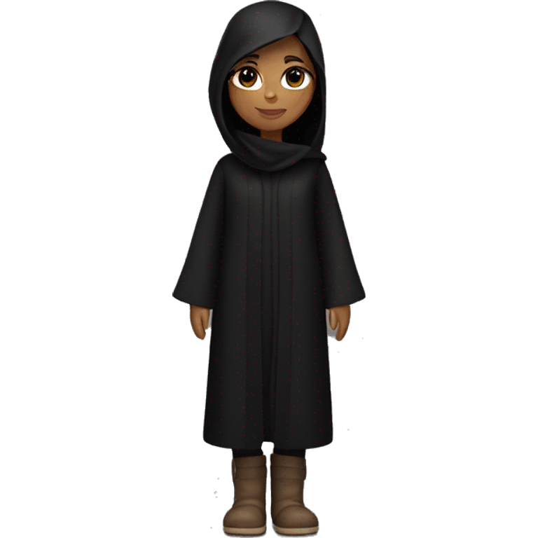 A brunette girl with a long black abaya and ugg emoji