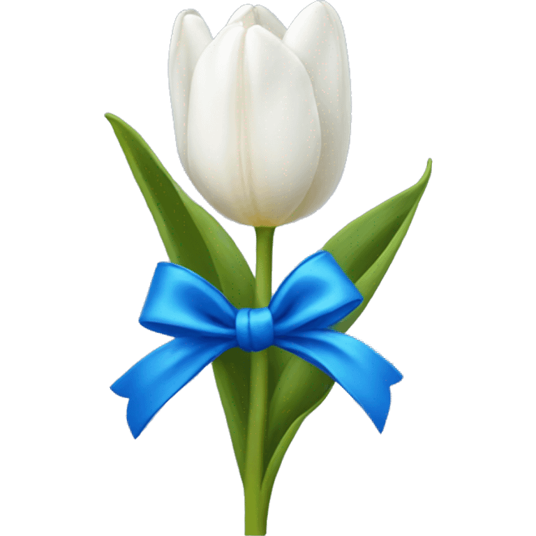 white tulips with blue bow emoji