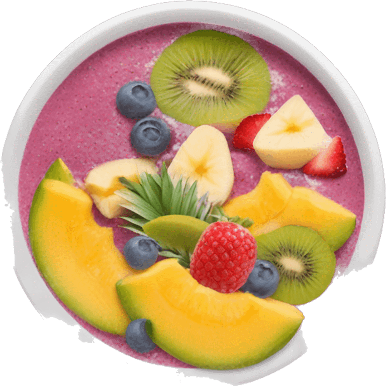 Smoothie bowl with tropical fruits emoji