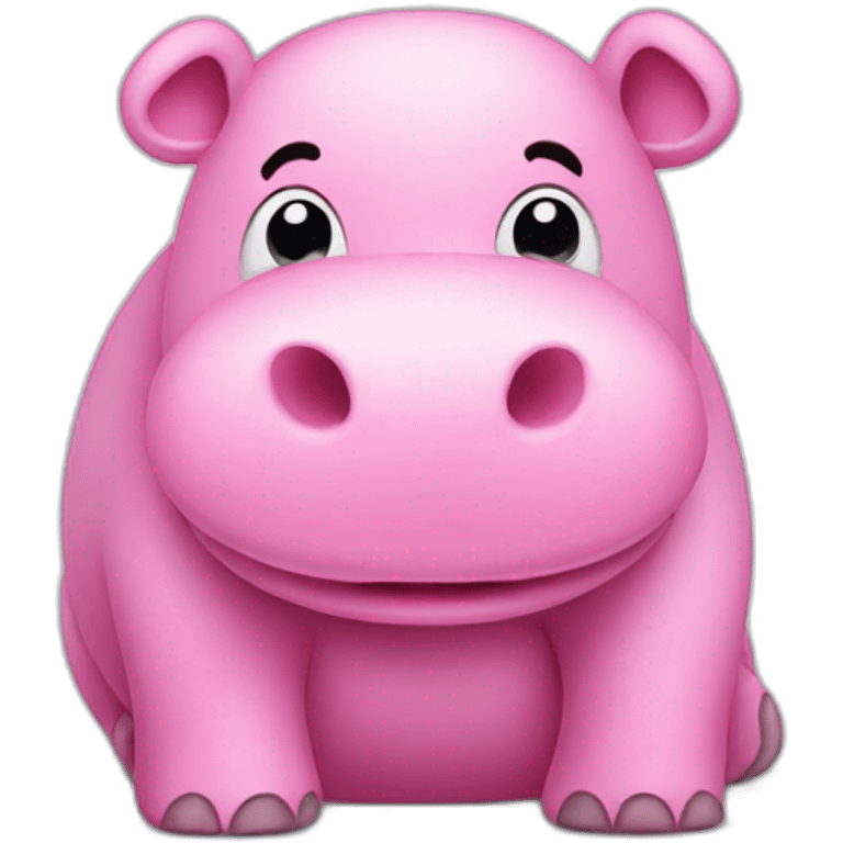 cute pink hippo feeling cold emoji