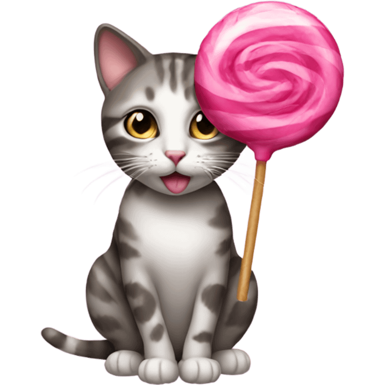 a cat with a pink lollipop  emoji