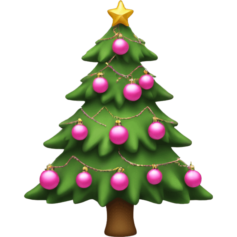 christmas tree with pink ornaments emoji