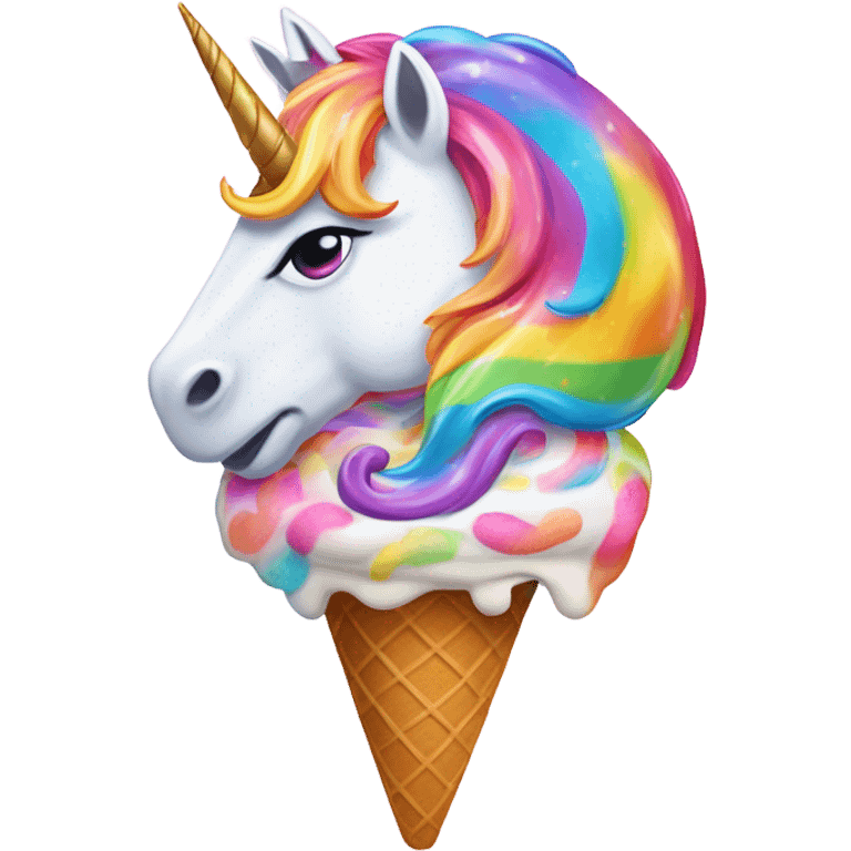 rainbow ice cream ate by a unicorn emoji