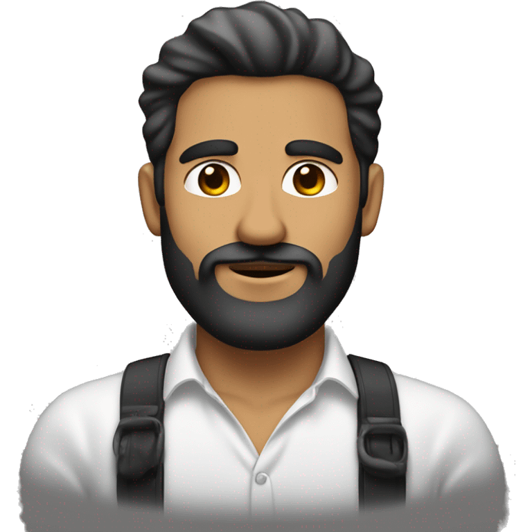 hombre blanco con barba negra copete y con nariz repingada emoji