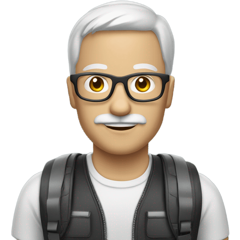 white man with gray mustache zip lining wearing glasses emoji