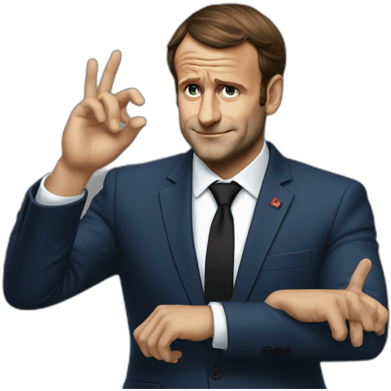 macron with a hand on his head emoji