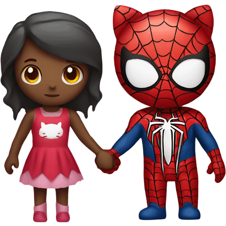 Spiderman and hello kitty holding hands emoji