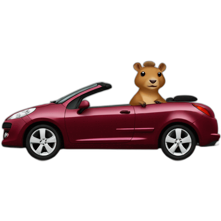 capybara with a beret in a peugeot 207 coupé cabriolet emoji