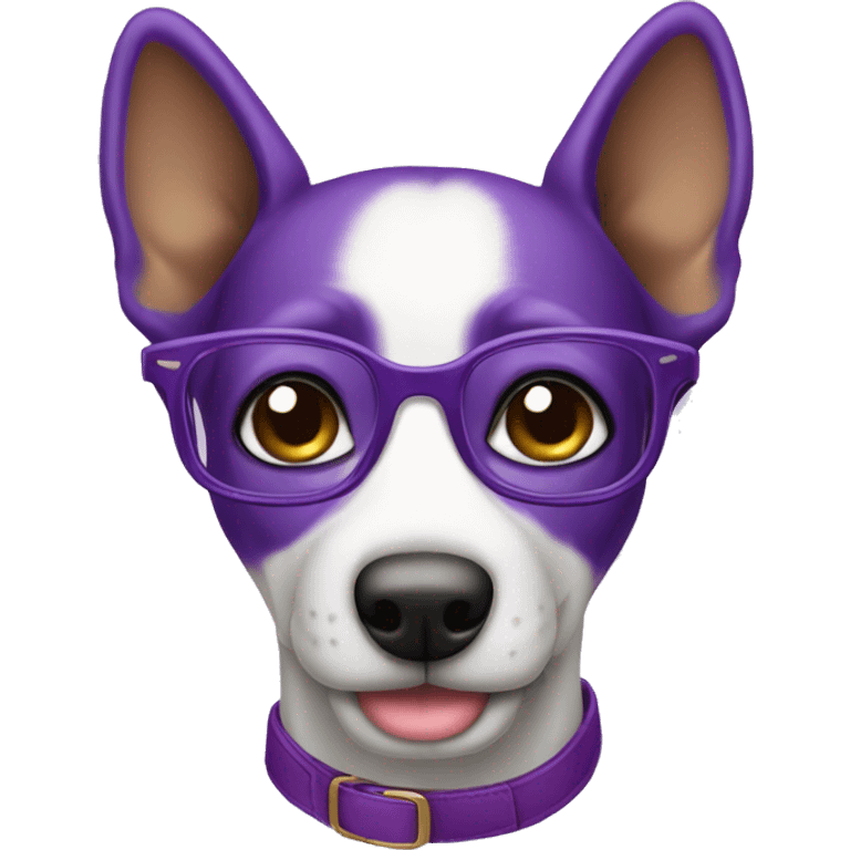 Perro morado con lentes emoji