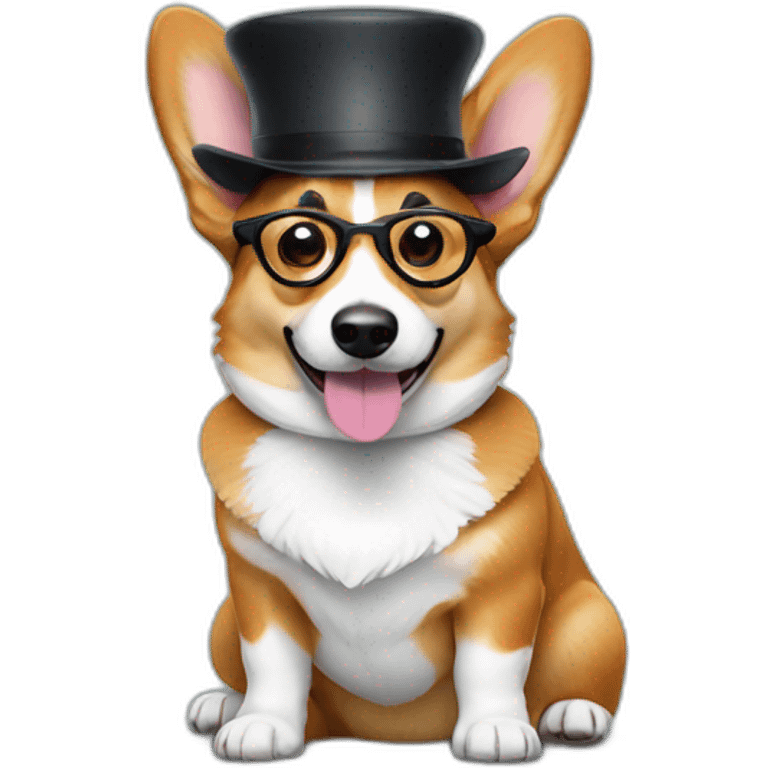 corgi dog with glasses and in hat emoji