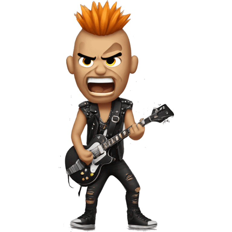 Rocker with Mohawk and facepaint screaming emoji