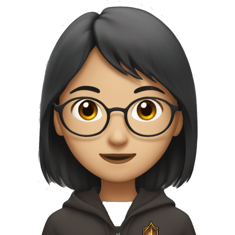 Asian girl with Harry Potter castle emoji