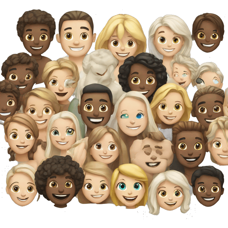 group of white skinned smiling people emoji