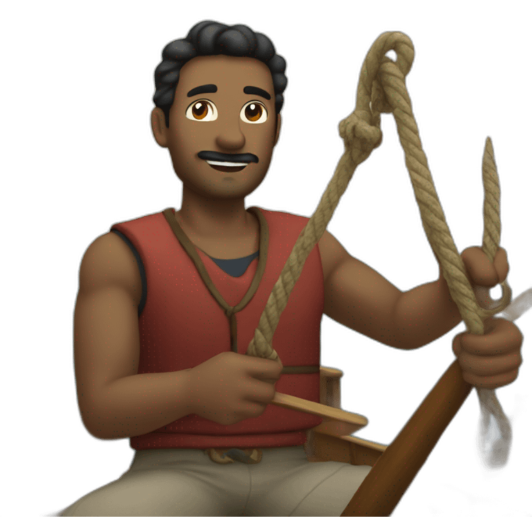 Man on boat with poal and hook  emoji