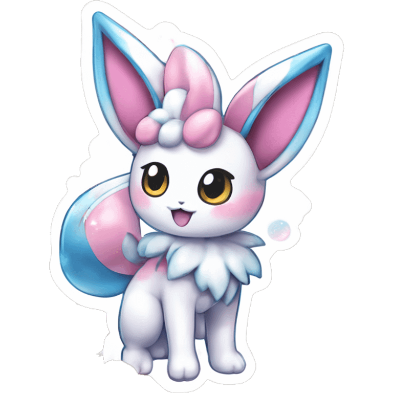 Kawaii Gorgeous Beautiful Shiny Sparkly Sylveon-Pokémon full body sticker emoji