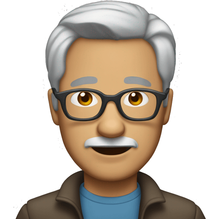 50 year old man with gray hair and bear and thin dark glasses emoji