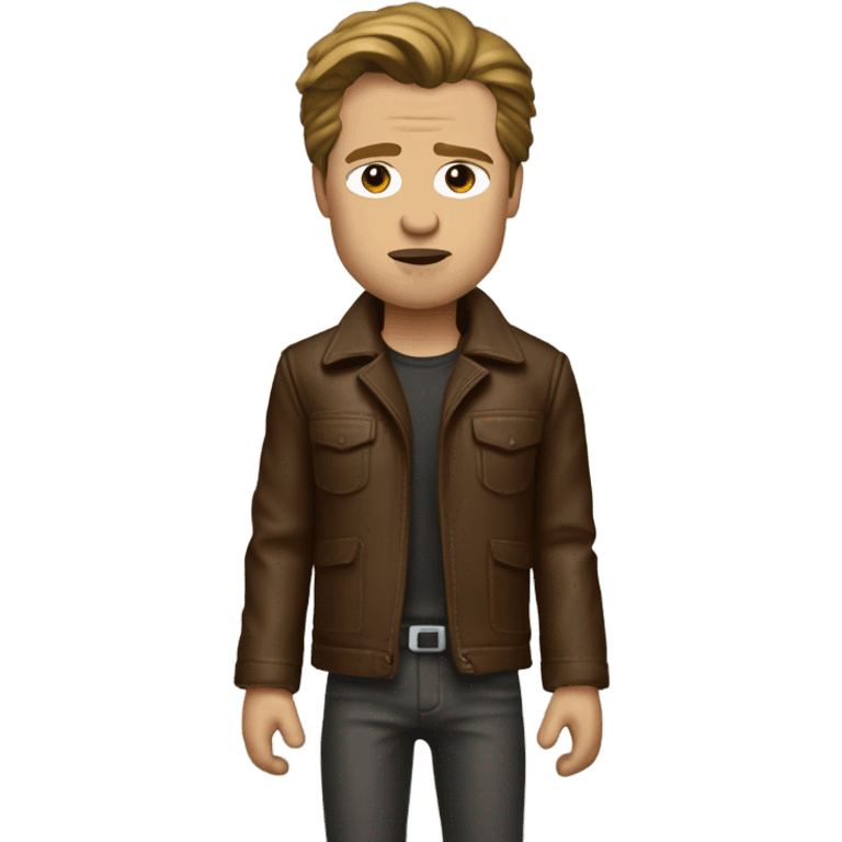 realistic Brad Pitt in a brown leather jacket from fight club emoji