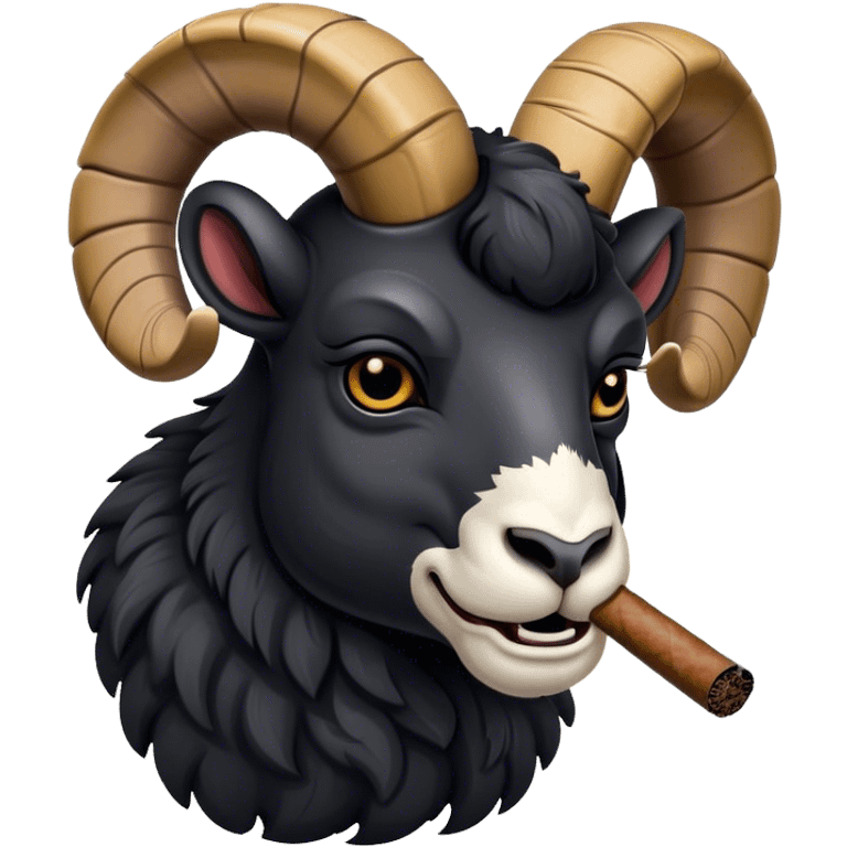 Big Black ram head smoking cigar emoji