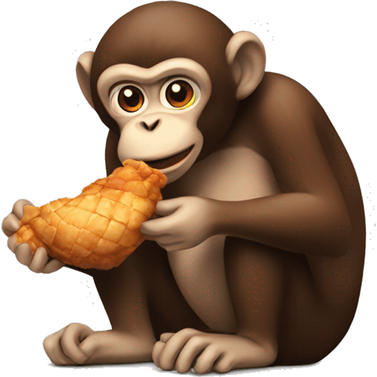 Monkey eating chicken emoji