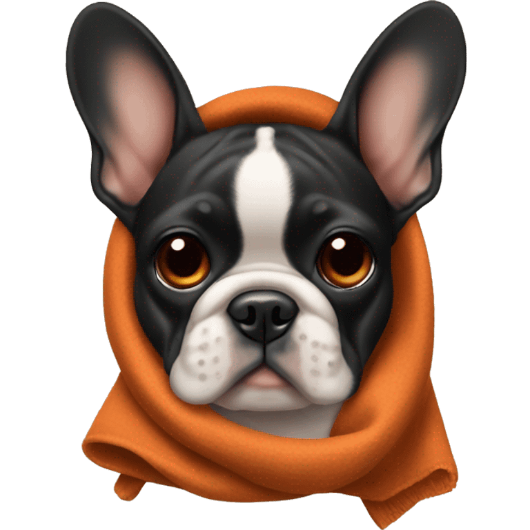 Black and tan frenchie with burnt orange blanket  emoji