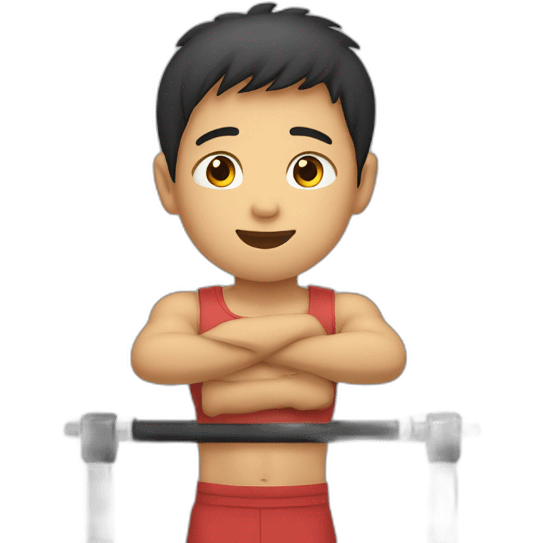 asian boy in  pull-up bar emoji