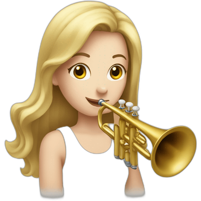 A white girl playing white trumpet emoji