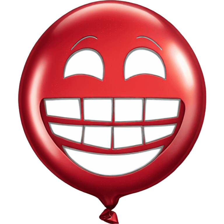 Red foil birthday balloon shaped like smiley face emoji