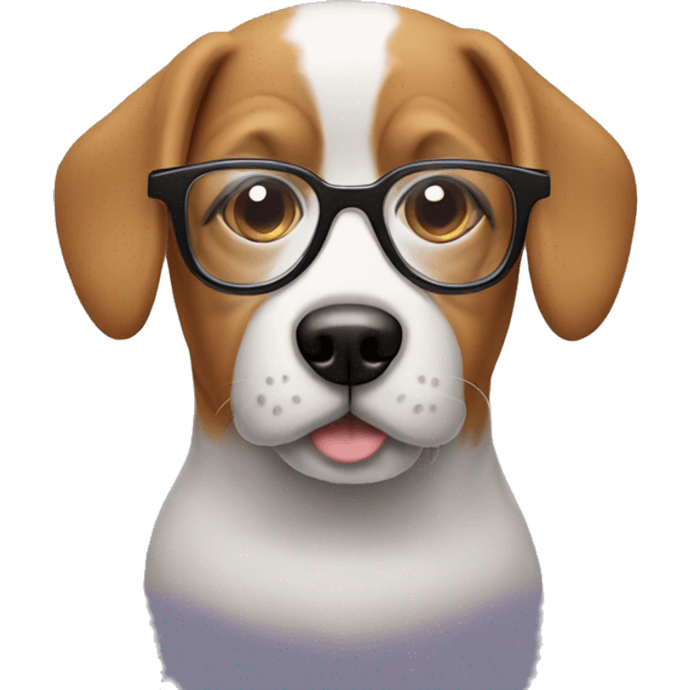 Dog wearing glasses emoji