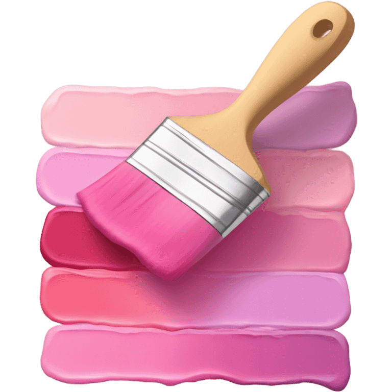 Pink paint pallet and brush  emoji