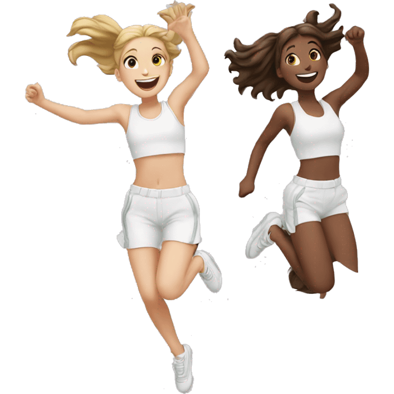 two white girls jumping emoji