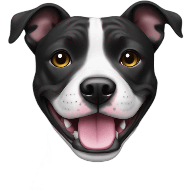 Black white Staffy smile emoji