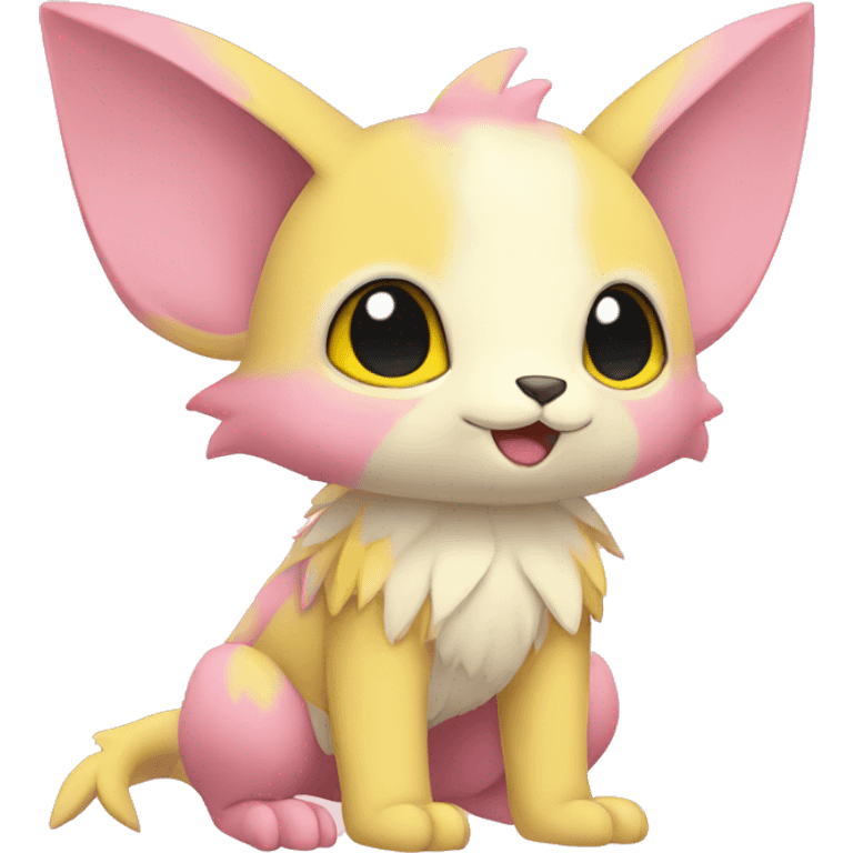 Cute cool beige yellow pink animal hybrid Fakemon full body emoji