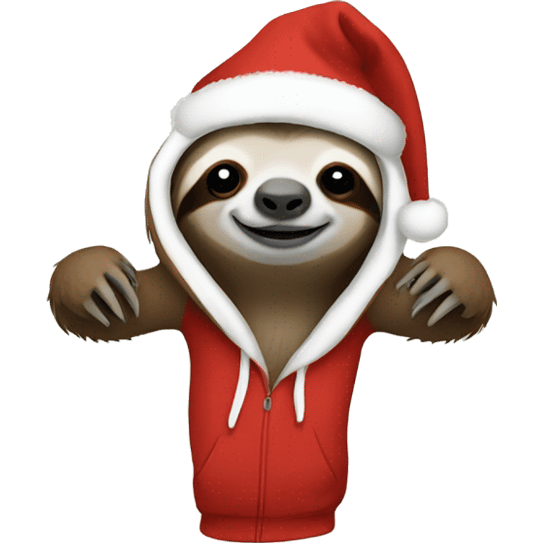 sloth wearing Christmas hoodie emoji