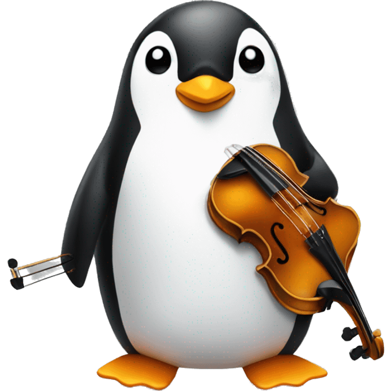 Penguin with violin emoji