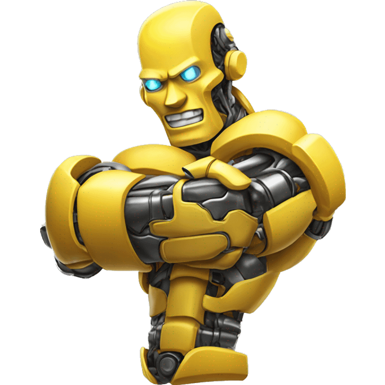 Flexing yellow mechanical cyborg bicep and arm emoji