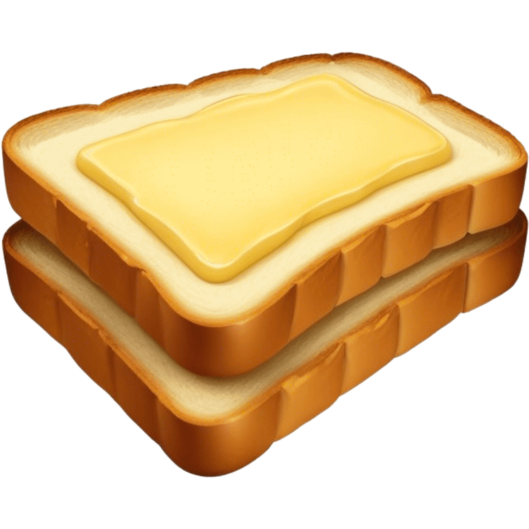 Cinematic warm toasted bread, golden-brown edges, butter melting into the surface, slightly crispy texture, simple and comforting, warm glowing background, inviting and homely. emoji