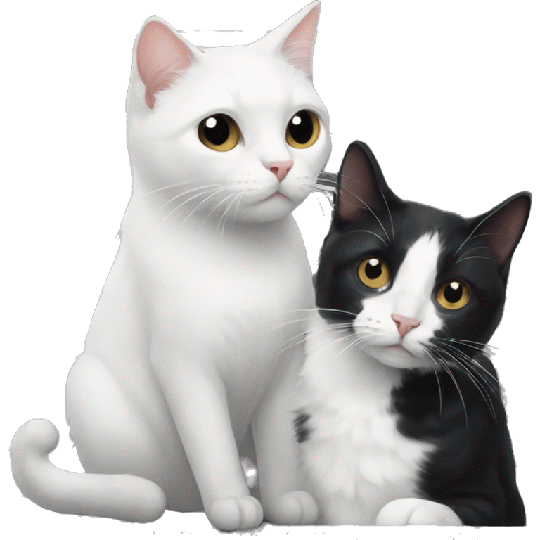 White cage and black white cat together emoji