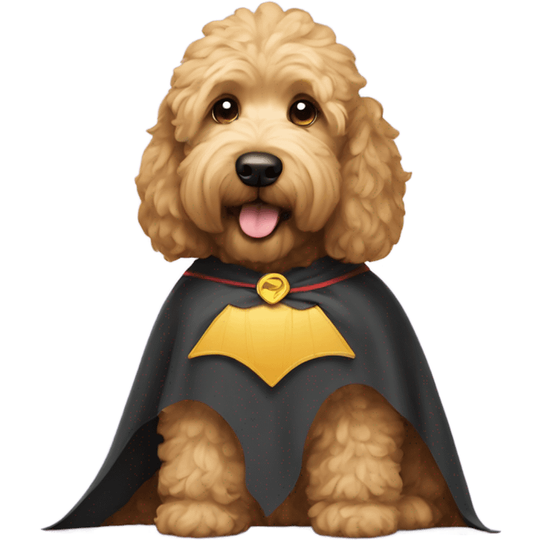 Golden doodle with a cape emoji