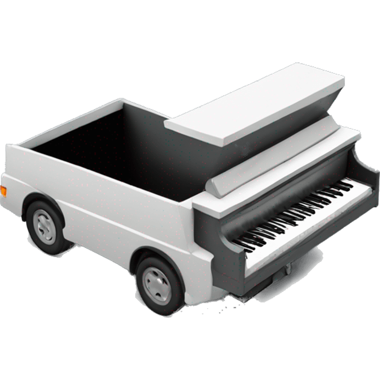 piano in a closednbox truck, side angle, isometric, shell xray vision  emoji