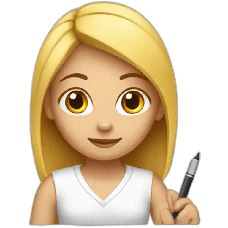 girl writing emoji