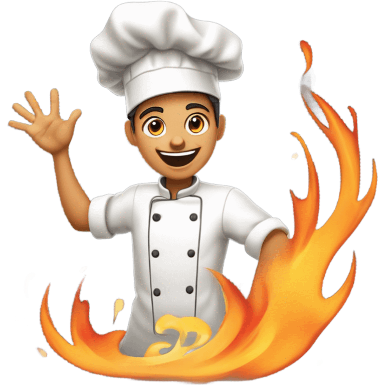 Beginner 19 year old chef saying WELCOME TO MY COOKING SHOW! while the whole kitchen is getting burnt down in work at a pizza place in Roblox emoji