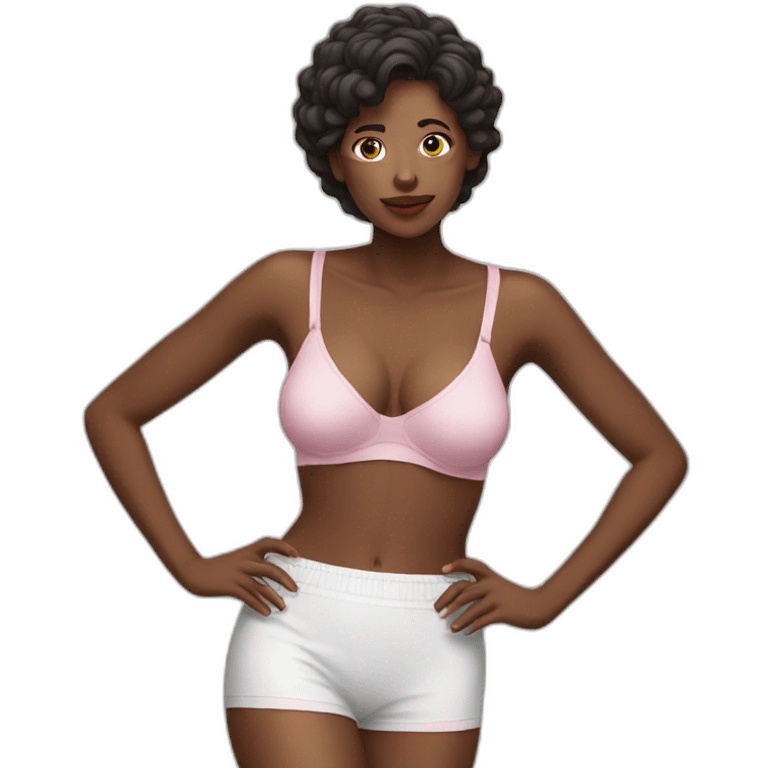 Woman with a bra and boxer shorts emoji