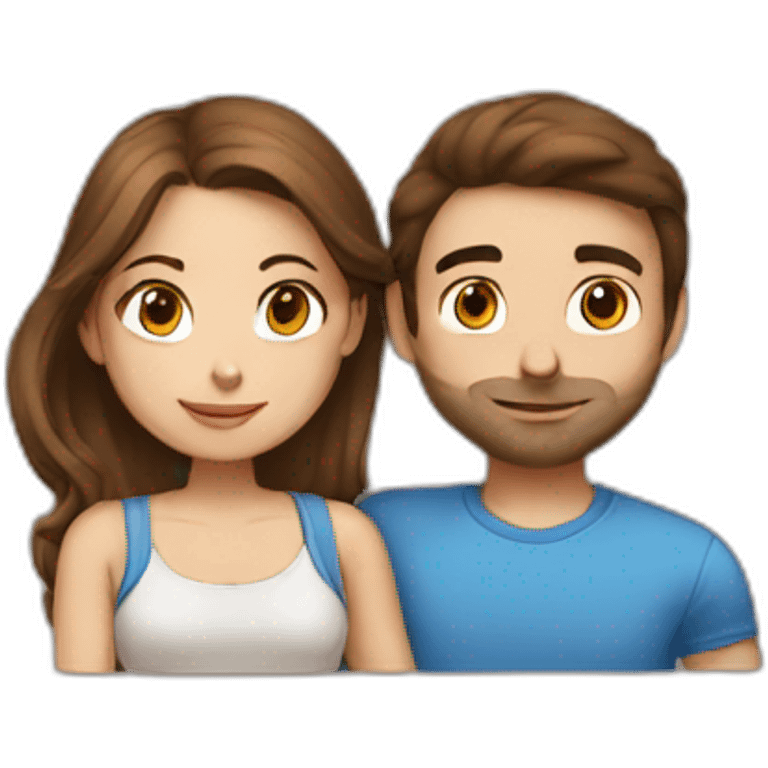 girl with brown hair kissing a guy with brown hair  emoji