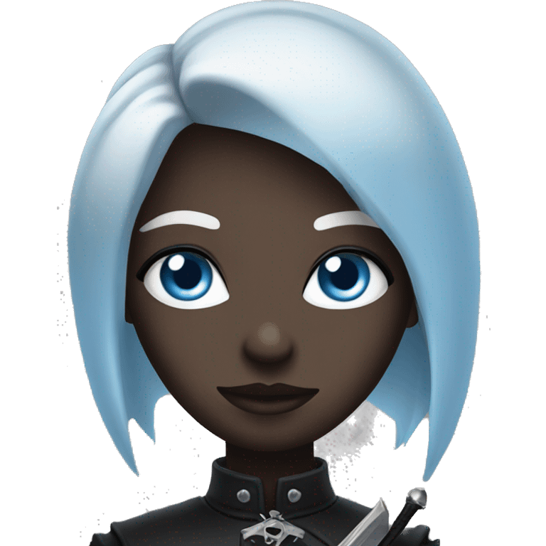 goth girl with blue eyes with dagger emoji