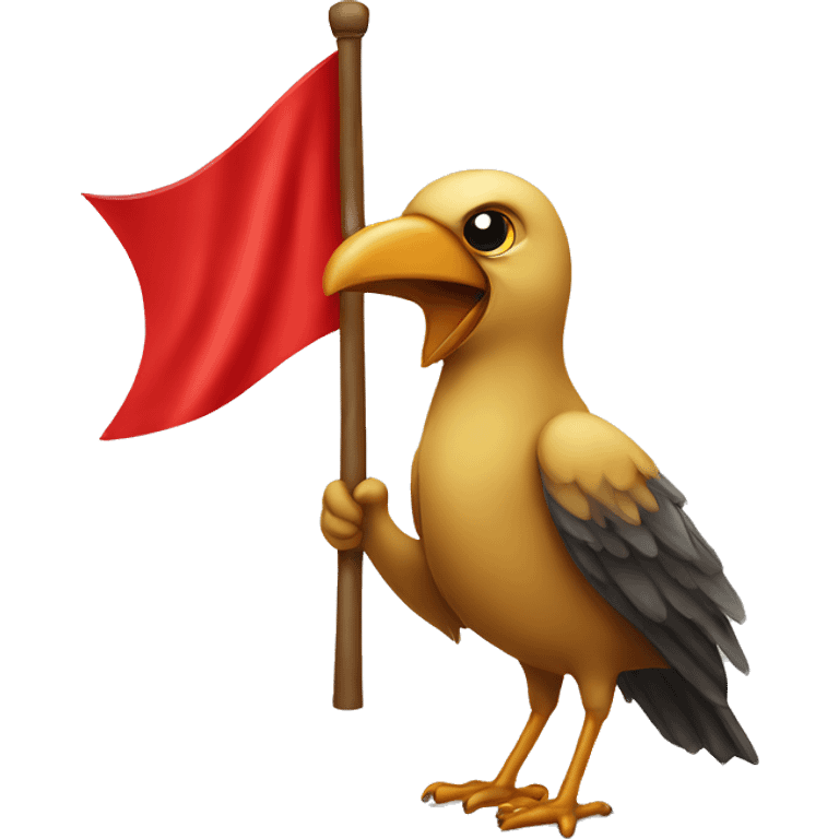 Bird holding a red flag  emoji