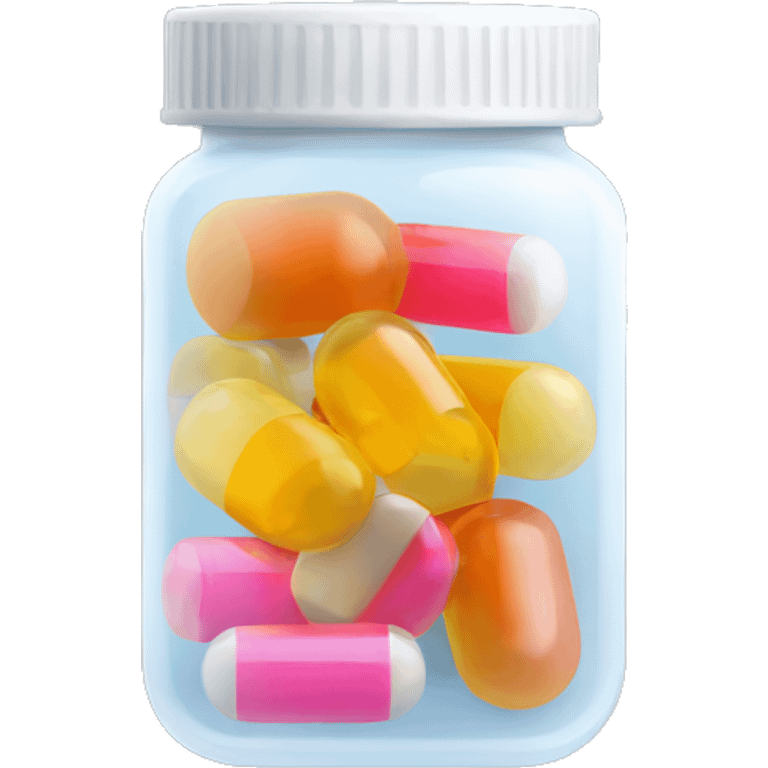 Small translucent plastic container with pills inside emoji